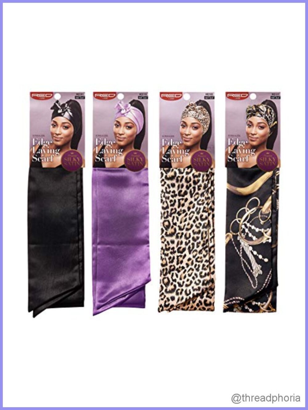 Silky Satin Edge Laying Hair Scarf Wrap 4 Pack for Lace Frontal